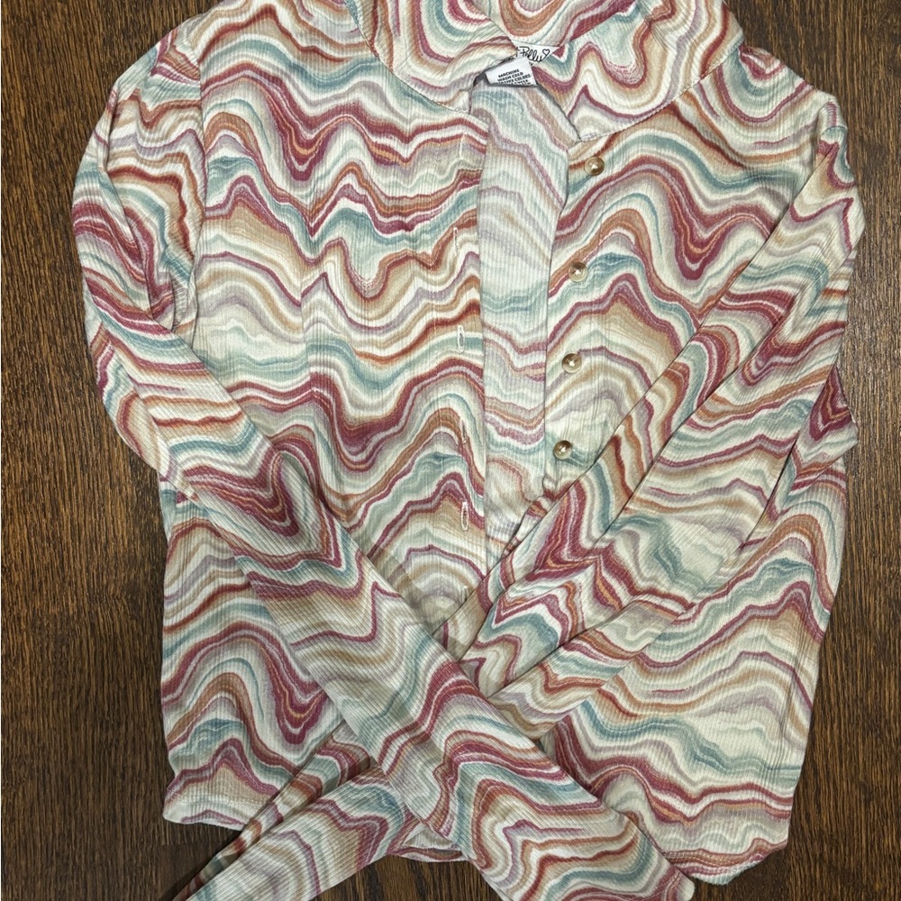 Colorful Wave Pattern Button-Up Shirt